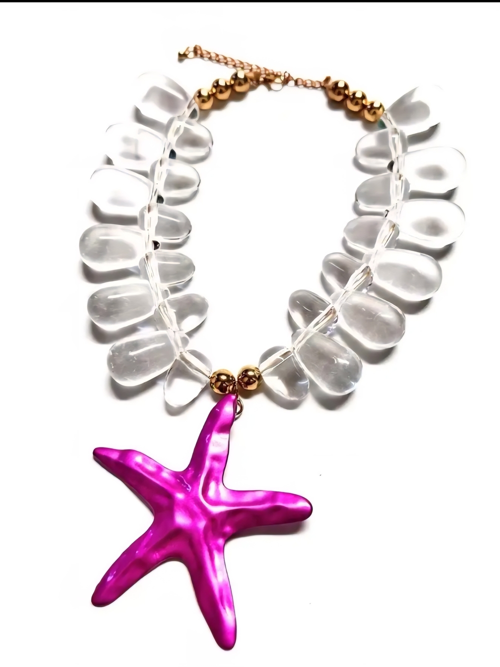 Elegant! Pink Starfish Choker Pendant Necklace